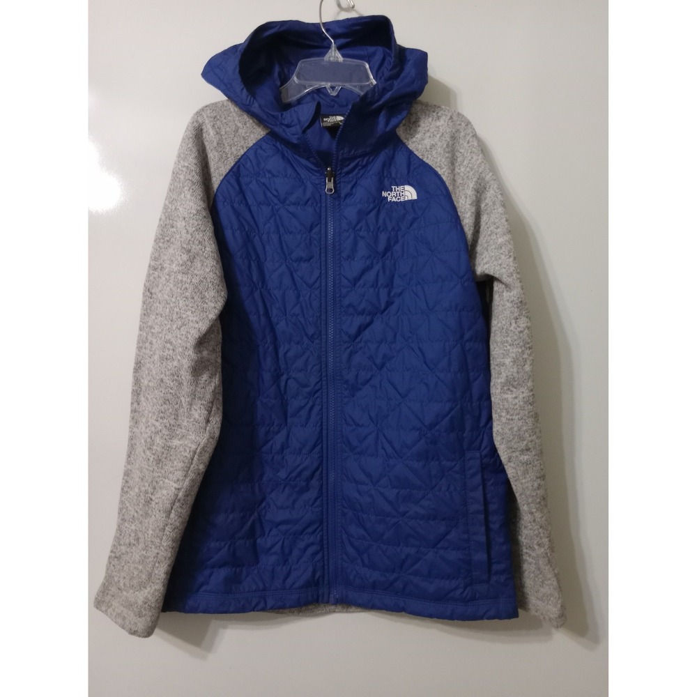 The North Face Boys XL 18/20 Blue Grey Hooded Hybrid Jacket Comfort Arms
